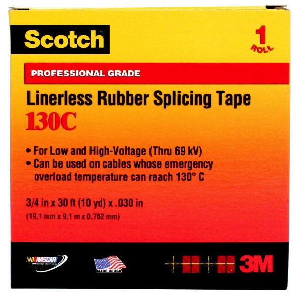 Scotch Linerless Rubber Splicing Tape 130C Tape 3/4" x 30' - Click Image to Close